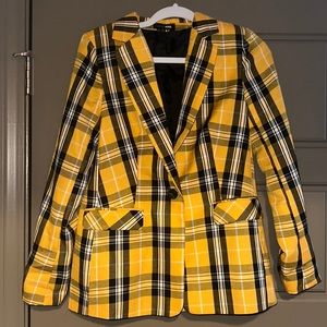 Fashion Nova Yellow Plaid Blazer